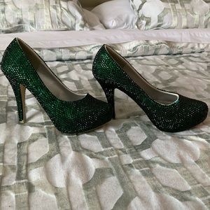 Marc Defang Green Rhinestone Heels